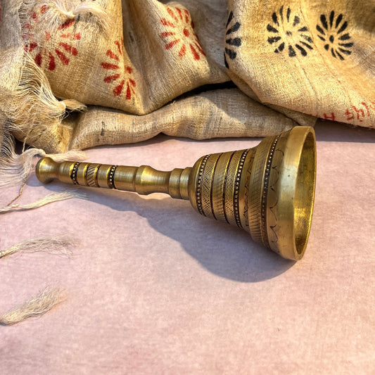 AUM Pure Brass Engraved Aarti Bell - 5.9 Inch Height