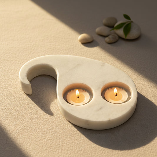 AUM Marble Dual Tealight Holder for daily Rituals