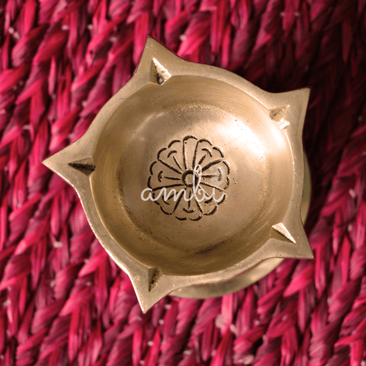 AUM Pure Brass Panchmukhi Diya - 2.2 Inch height - Heavy Make