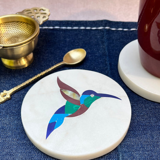 AUM Hummingbird Marble Coaster for crystal stones