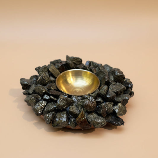 AUM Pyrite Diya Holder