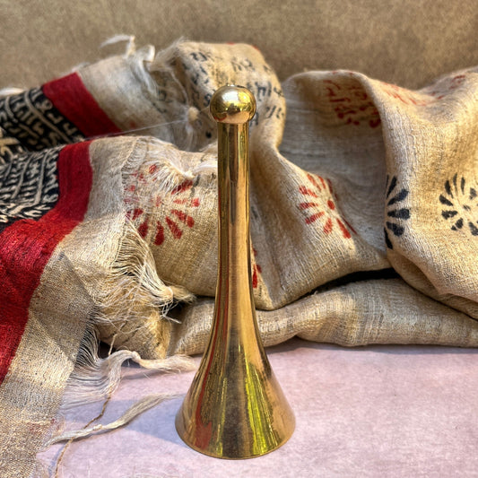 AUM Pure Brass Puja Bell – Sleek Cone shape Long Handle Aarti Bell - 4.9 Inch Height