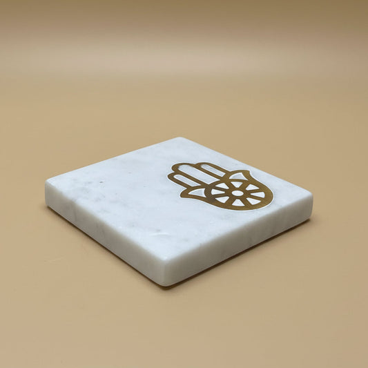 AUM Marble Hamsa Coaster