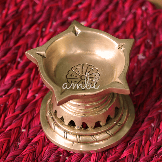 AUM Pure Brass Panchmukhi Diya - 2.2 Inch height - Heavy Make