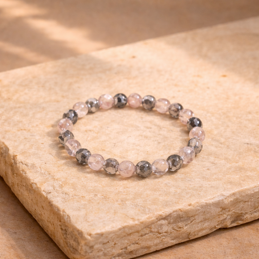 AUM Clarity & Heart Balance Bracelet : Rose Quartz • Clear Quartz • Labradorite
