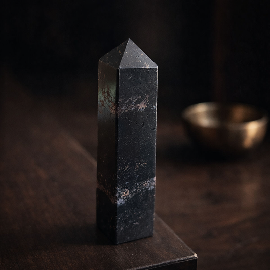 AUM Natural Large Hematite Pencil Pyramid : Manifestation