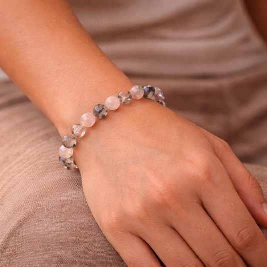 AUM Clarity & Heart Balance Bracelet : Rose Quartz • Clear Quartz • Labradorite