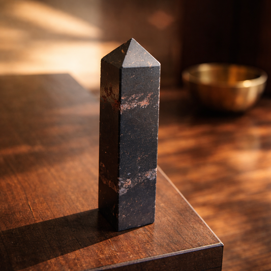 AUM Natural Large Hematite Pencil Pyramid : Manifestation