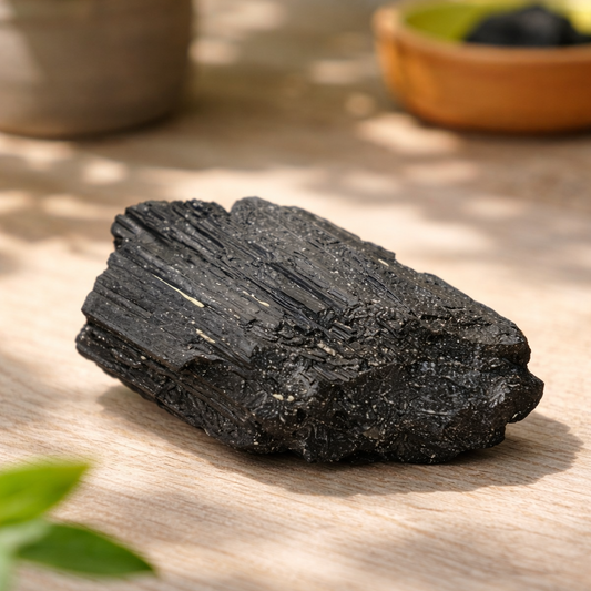 AUM Natural Black Tourmaline Raw Stone: Protection