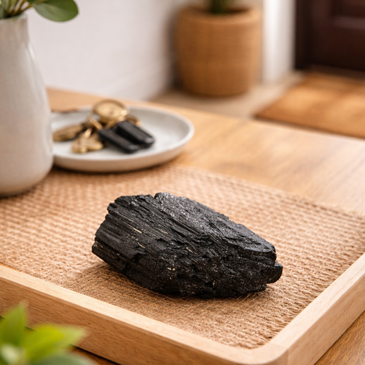 AUM Natural Black Tourmaline Raw Stone: Protection