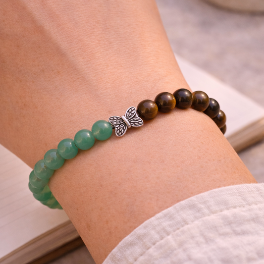 AUM Growth & Abundance Bracelet : Citrine, Green Aventurine, Tiger’s Eye
