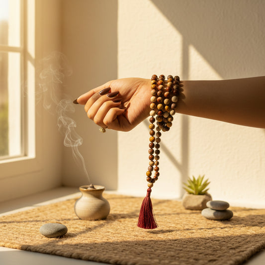 AUM Mookaite Jasper Mixed Beads Meditation Jap Mala 108 beads