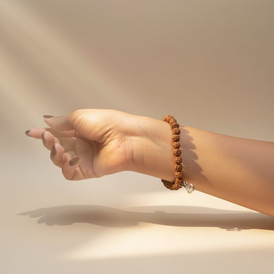 AUM 5 Mukhi Rudraksha Large Nepali Beads Bracelet