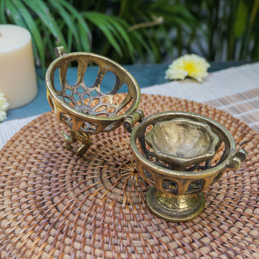 AUM Pure Brass Vintage Dhoop Dani Incense Burner Dhuni