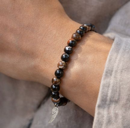 AUM Protection & Grounding : Onyx, Black Obsidian, Hematite and Tourmaline Bracelet