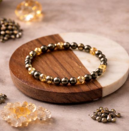 AUM Abundance & Prosperity Bracelet Pyrite & Citrine