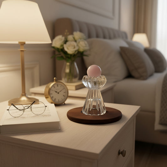 AUM Rose Quartz Sphere: Self Love & Harmony