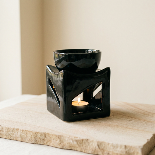 AUM Black Ceramic Tealight Diffuser