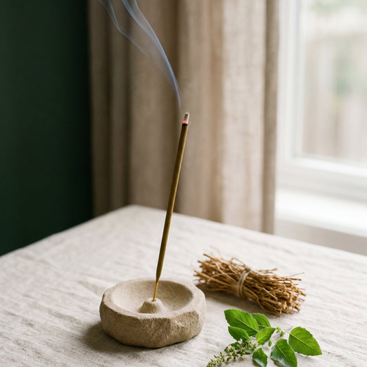 AUM Tulsi & Vetiver Incense Sticks : A fresh, grounding incense for clarity and focus