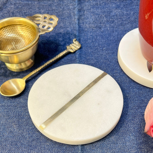 AUM Marble Coaster with Brass Inlay