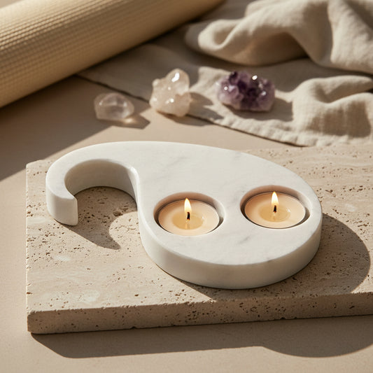 AUM Marble Dual Tealight Holder for daily Rituals