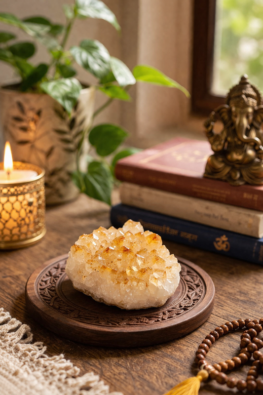 AUM Natural Citrine Raw Stone: Manifest Prosperity & Abundance