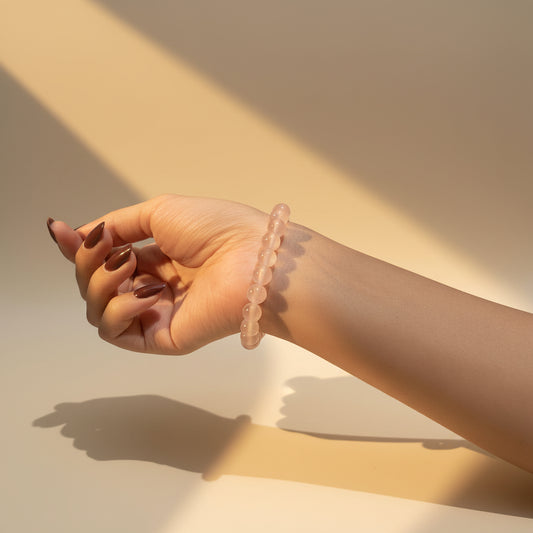 AUM Pure Rose Quartz Bracelet 12 mm beads