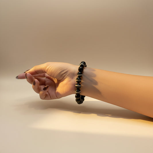 AUM Original Sulemani Hakik (Black Agate) Bracelet 8 mm beads