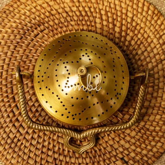 AUM Pure Brass Dhuni Loban Sambrani Incense Burner Round with Handle