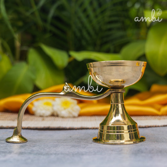 AUM Pure Brass Dhoop Aarti Diya with Handle - 6 Inches