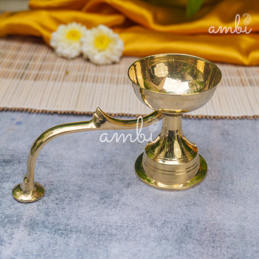 AUM Pure Brass Dhoop Aarti Diya with Handle - 6 Inches