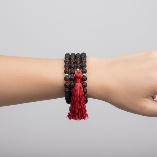 AUM Rudraksha + Sandalwood Hybrid Mala