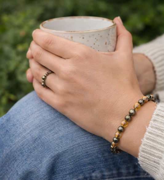 AUM Abundance & Prosperity Bracelet Pyrite & Citrine