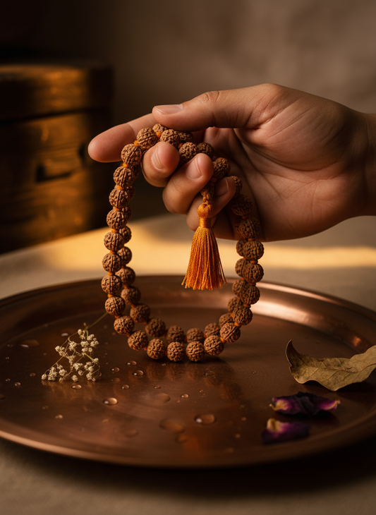 AUM Original Nepali 7 Mukhi Rudraksha Jap Mala (108 Beads)