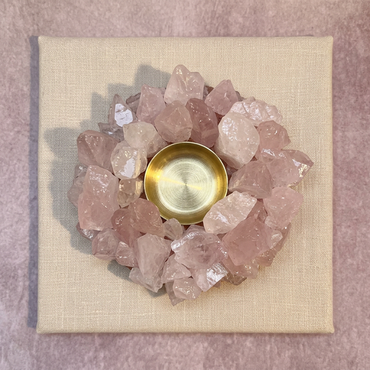AUM Rose Quartz Diya Holder